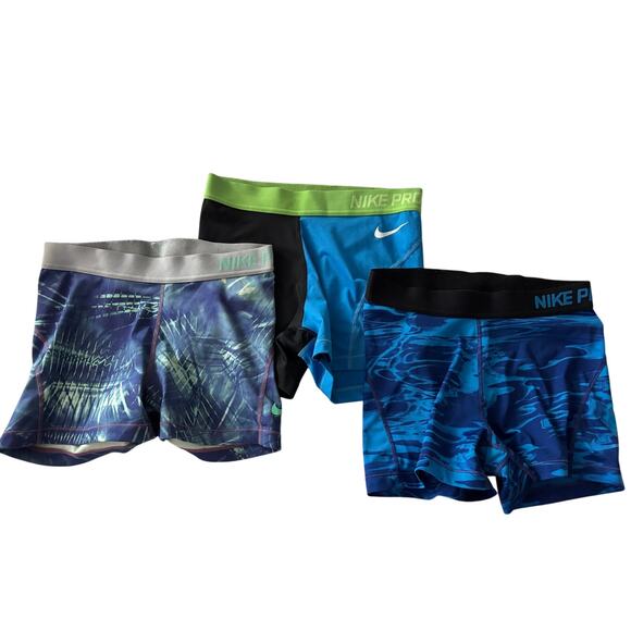 Three Pairs of‎ Nike Dri-Fit Spandex, Funky Blue, Size Medium - Picture 1 of 6